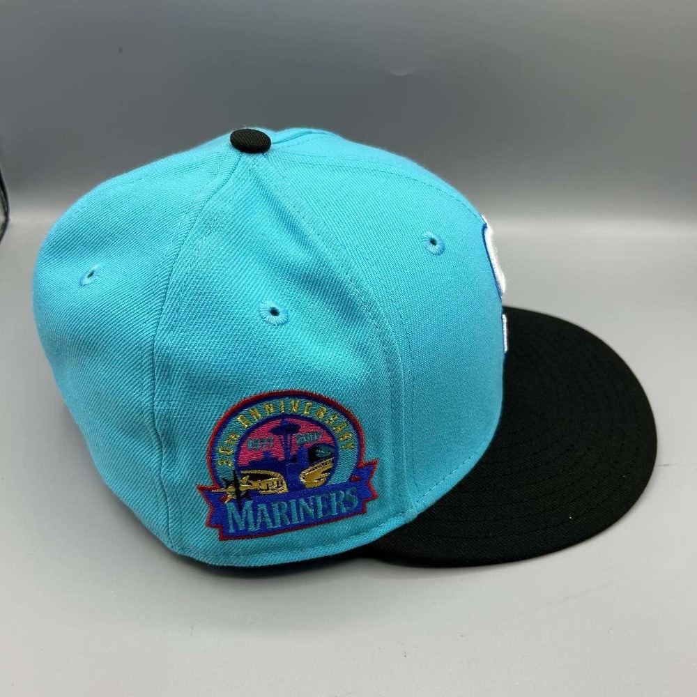 Seattle Mariners Hat Men 7 1/4 Blue Black 59Fifty New Era MLB Fitted Cap